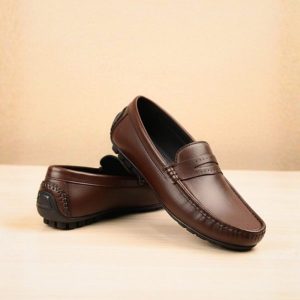 Genuine Leather Loafer For Men ! Brown Shattle ! – L114