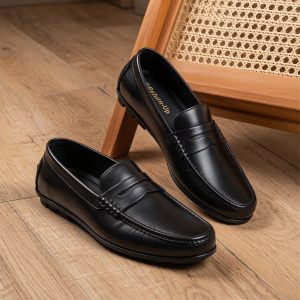 landing 2 Genuine Leather Loafer For Men ! ব্লাক সেটেল ! - L113